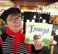 Jo as dressed as a french snail booktalking the book, Escargot