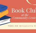 Book Club at the Community Center text with illustrations of books
