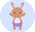 illustration of baby rabbit in diaper