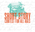2026 Short Story Contest logo with turquoise typewriter and orange text