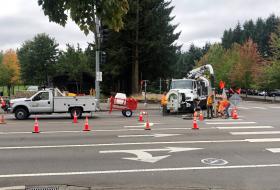 staff completing road work
