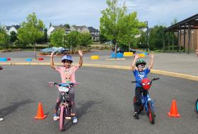 Kids riding bikes