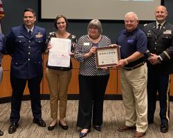 Photo of ESGR presentation recognizing the City's support of National Guard and Military Reserves.