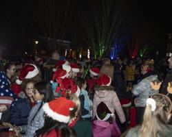 crowd with santa hats