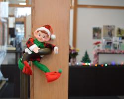 elf hanging on door