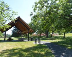 View of the Grove Shelter from the Path