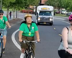 Intern leading a bike ride