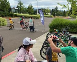 Fitting a child with a bike helmet