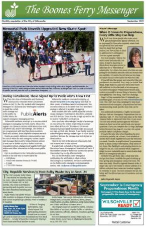 Page 1 of September 2022 Boones Ferry Messenger