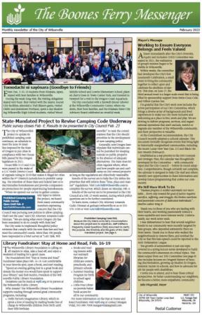 Page 1 of February 2023 Boones Ferry Messenger