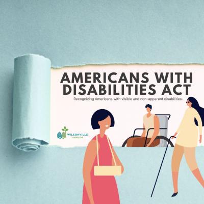 Image shows a page that is ripped, revealing text that reads Americans with Disabilities Act