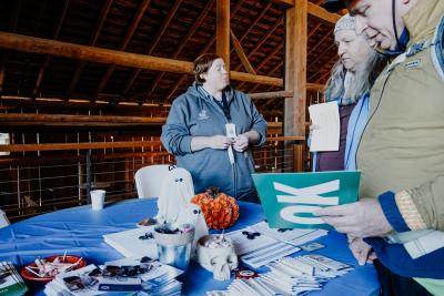 Emergency Preparedness Fair attendees speak with local expert