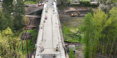 An overhead view of the Boeckman Bridge