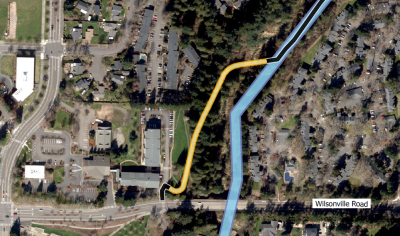 overhead image showing where new trail segment will be built