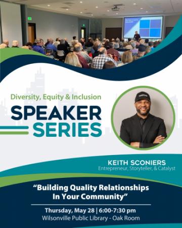 DEI Speaker Series Poster with Keith Sconiers headshot and event information