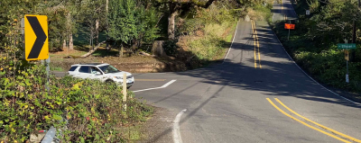 Photo of the three-way intersection that is to be converted to a roundabout