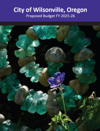Proposed budget cover of a purple flower
