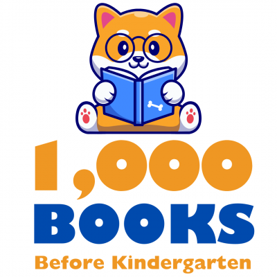 Shiba Inu with glasses reads above the text "1000 Books Before Kindergarten"