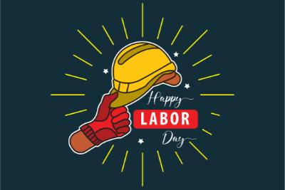 Hard hat and glove