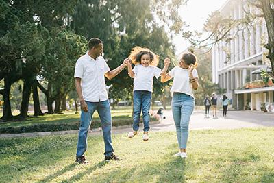 happy family outdoors