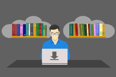 person downloading books