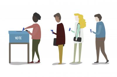 people placing ballots in a ballot box