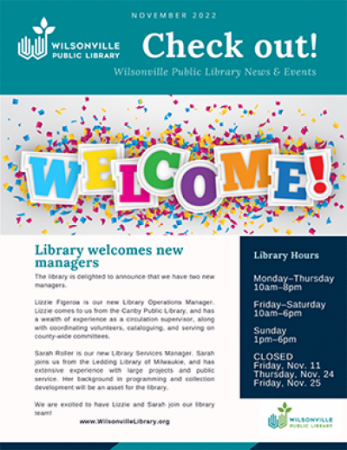 cover of Wilsonville Library November 2022 Newsletter