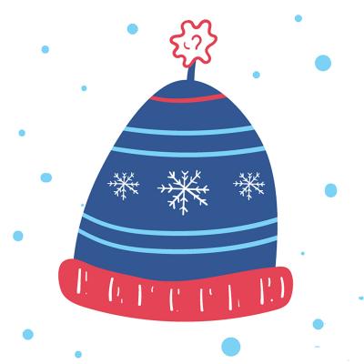 illustration of blue and red knitted cap