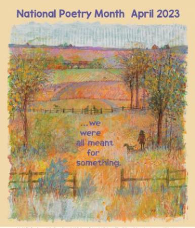 National Poetry Month 2023 poster of pastel pastoral landscape