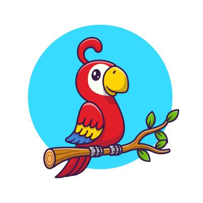 red parrot sitting on branch