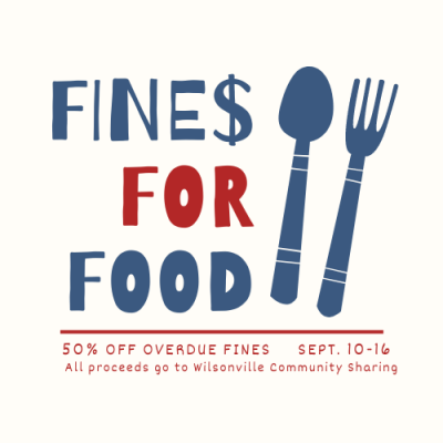 Fines for Food text with fork and spoon