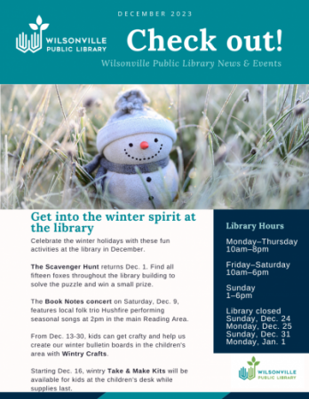 cover of December 2023 Wilsonville Public Library Newsletter