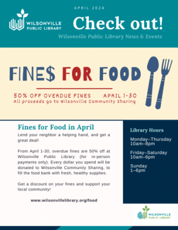 cover of April 2024 Wilsonville Public Library Newsletter