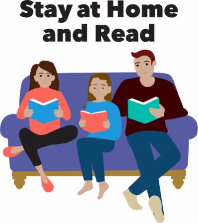 man, woman, and child siting on couch reading