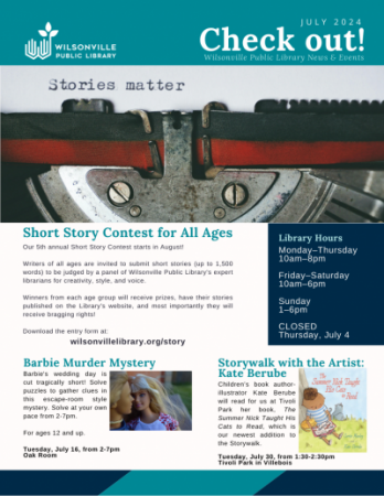 cover of July 2024 Wilsonville Public Library Newsletter