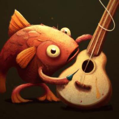 salmon repairing an ukulele