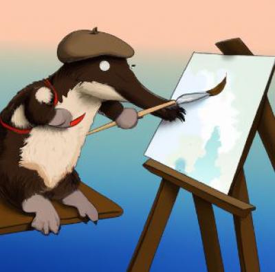 platypus with beret painting