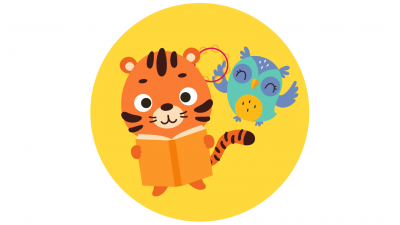 storytime tiger reading and owl with tambourine
