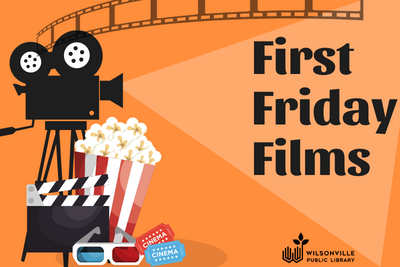 movie camera with popcorn, clapboard, and 3-D glasses