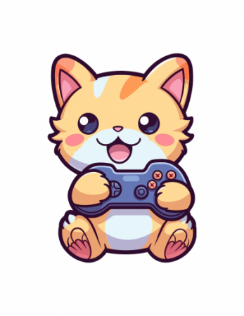 cat with video game controller