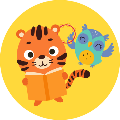 storytime tiger reading and owl with tambourine