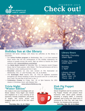 cover of December 2025 Wilsonville Public Library Newsletter