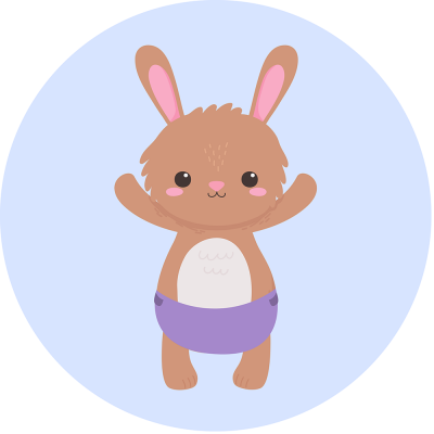 illustration of baby rabbit in diaper