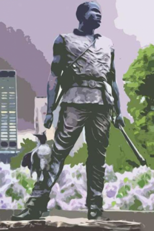 illustration of York on stamp from a Lewis and Clark National Historic Trail poster