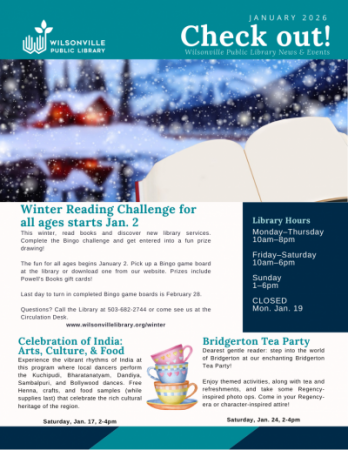 cover of January 2026 Wilsonville Public Library Newsletter