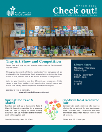 cover of March 2026 Wilsonville Public Library Newsletter