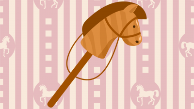 hobby horse on pink background with horse prints