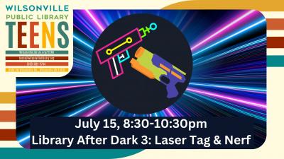 laser tag pistols on neon lightshow background