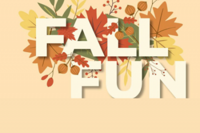 fall fun text with autumn leaves