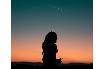 woman and shooting star